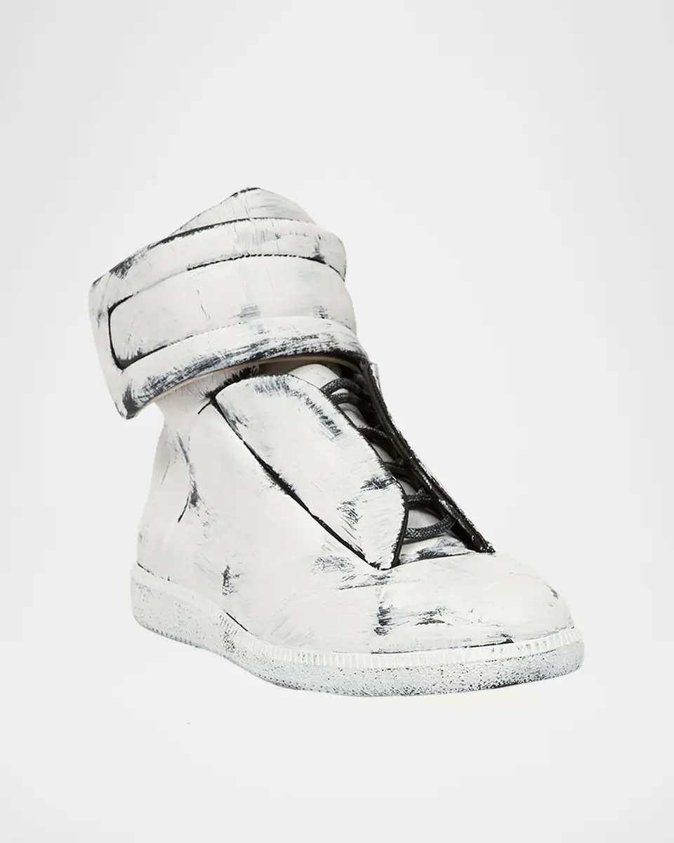 Maison Margiela Men's Future Bianchetto Leather Mid-Top Sneakers | Thumbnail 2