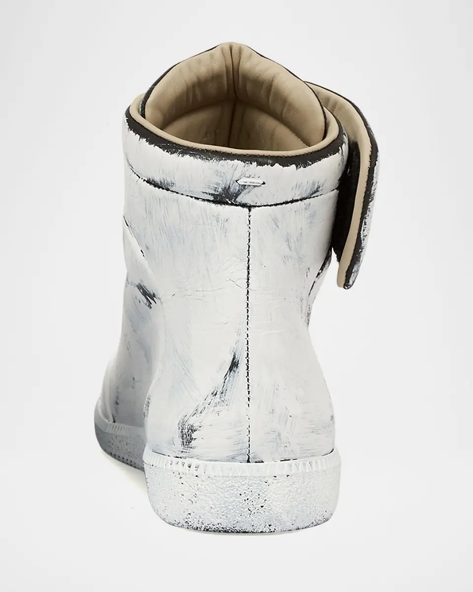 Maison Margiela Men's Future Bianchetto Leather Mid-Top Sneakers | Thumbnail 3