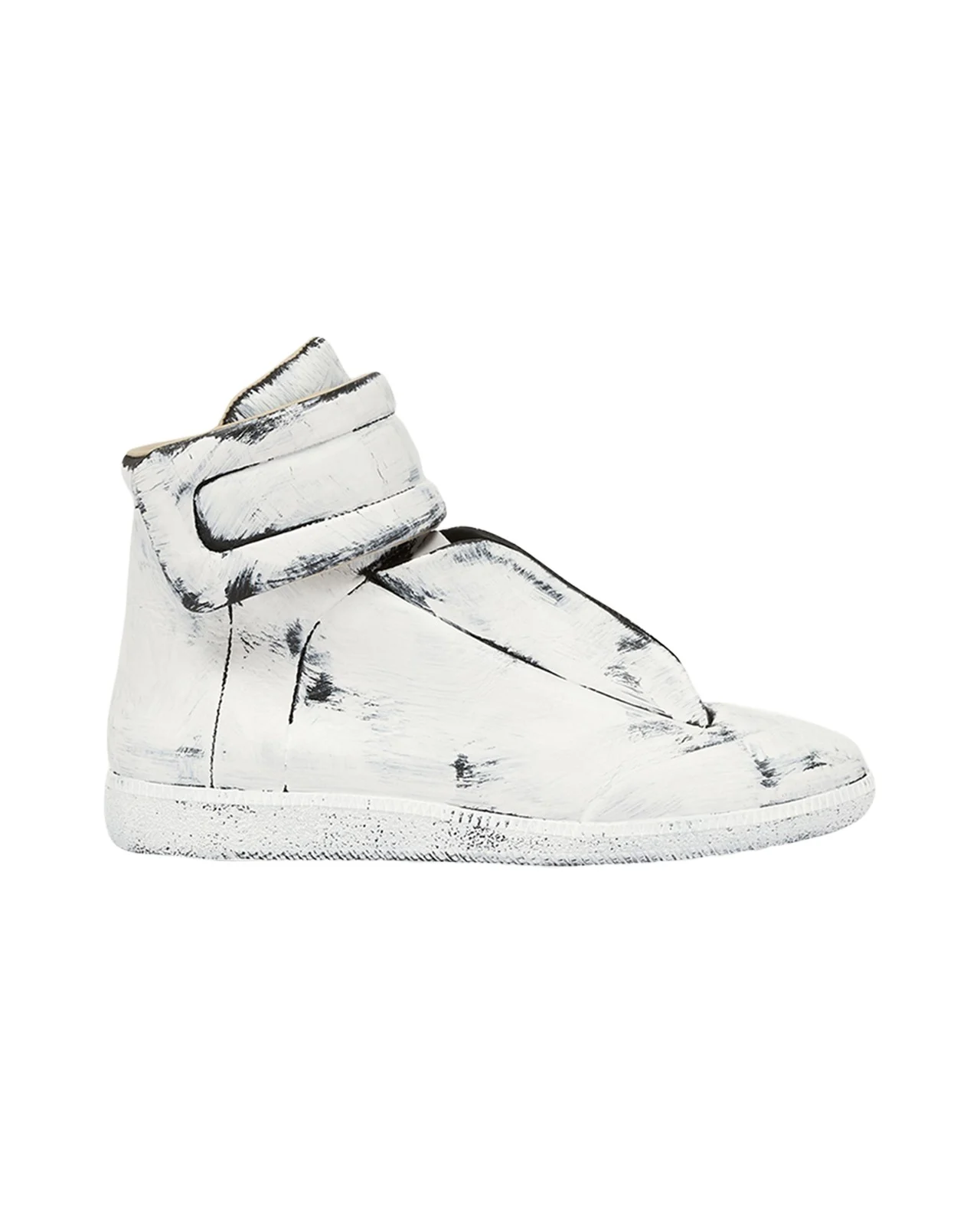 Maison Margiela Men's Future Bianchetto Leather Mid-Top Sneakers