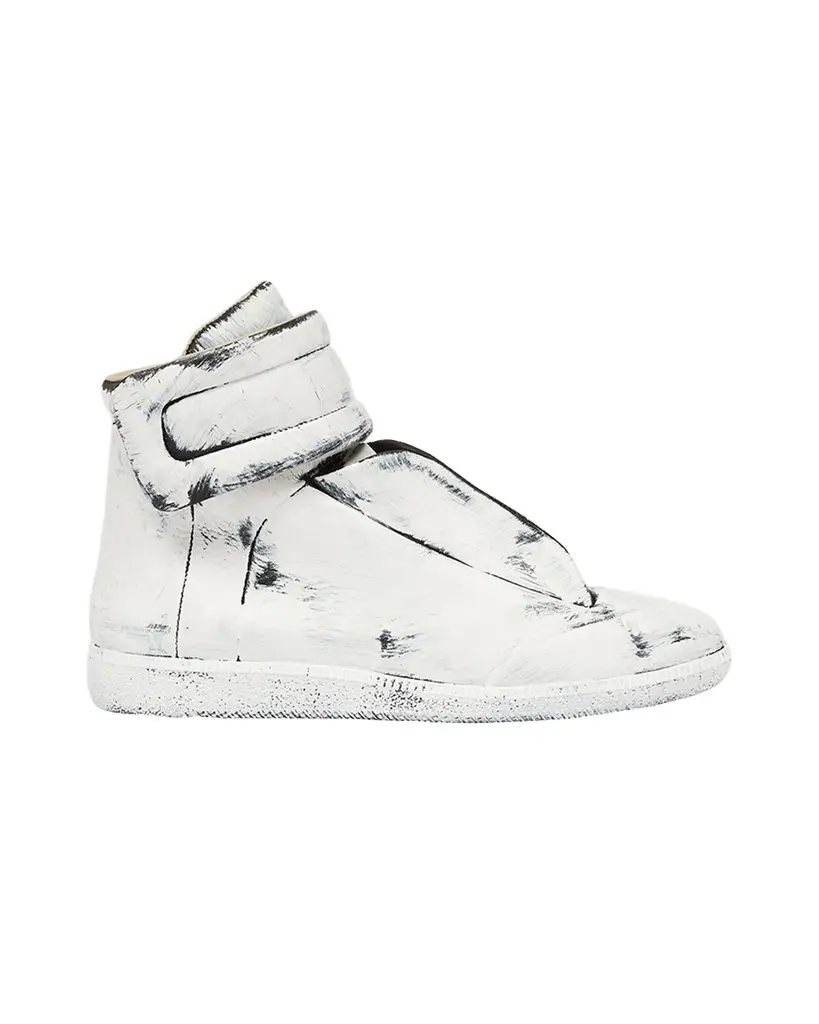 Maison Margiela Men's Future Bianchetto Leather Mid-Top Sneakers