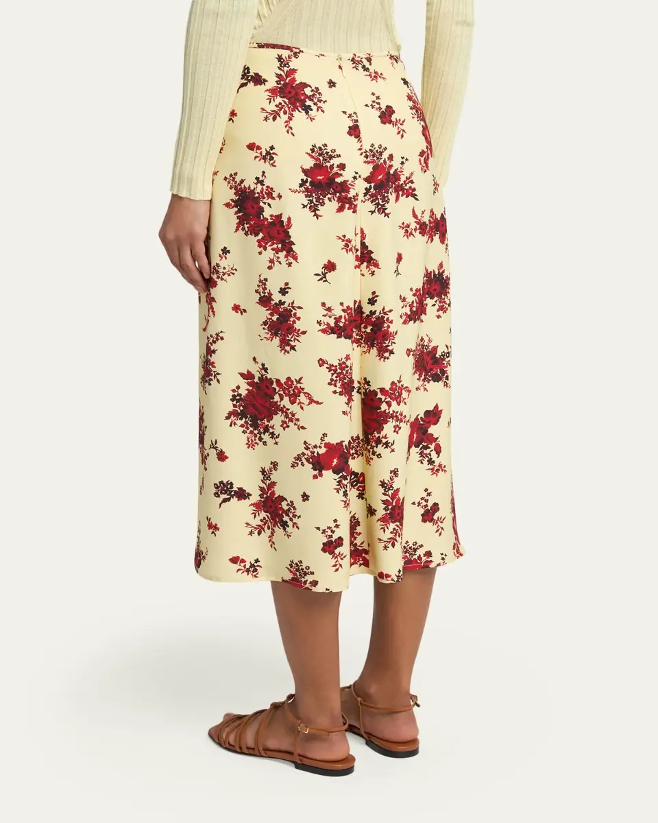 Jil Sander Floral-Print Viscose Midi Skirt | Thumbnail 3 Jil Sander Floral-Print Viscose Midi Skirt | Thumbnail 3