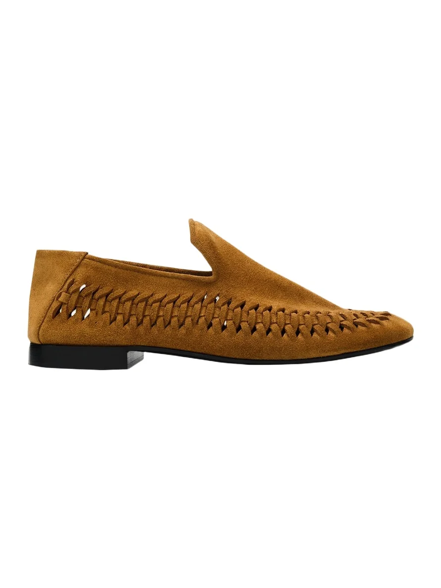 Whipstitch Suede Moccasin Loafers