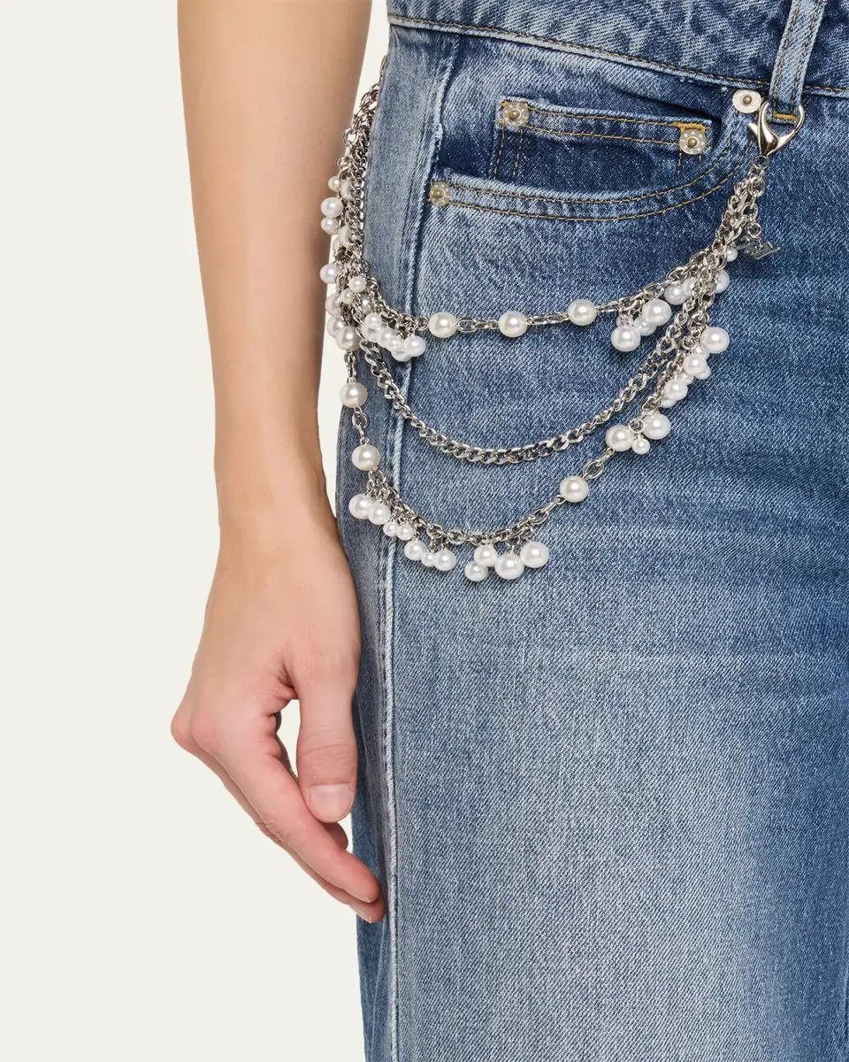 Cinq à Sept Pearly-Chain Cropped Wide-Leg Jeans | Thumbnail 5