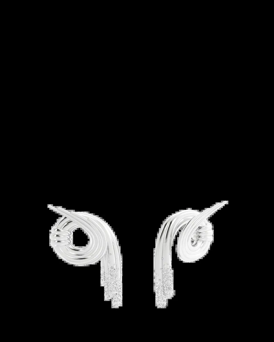 TABAYER 18K White Gold Diamond Coiled Earrings | Thumbnail 2 TABAYER 18K White Gold Diamond Coiled Earrings | Thumbnail 2
