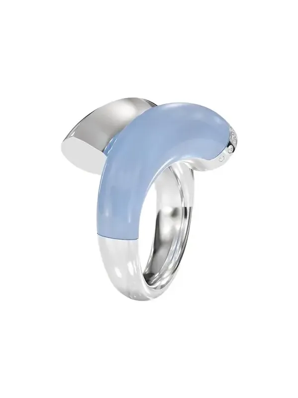18K White Gold Diamond and Chalcedony Bypass Ring