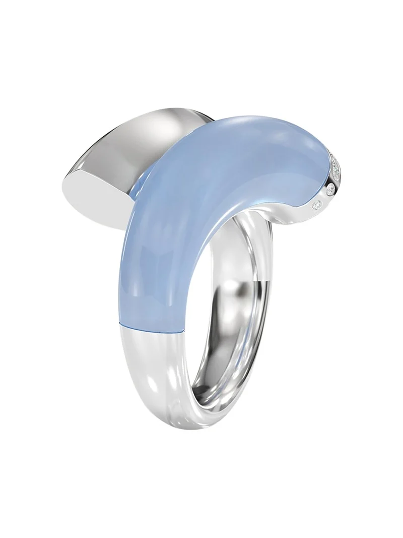 TABAYER 18K White Gold Diamond and Chalcedony Bypass Ring