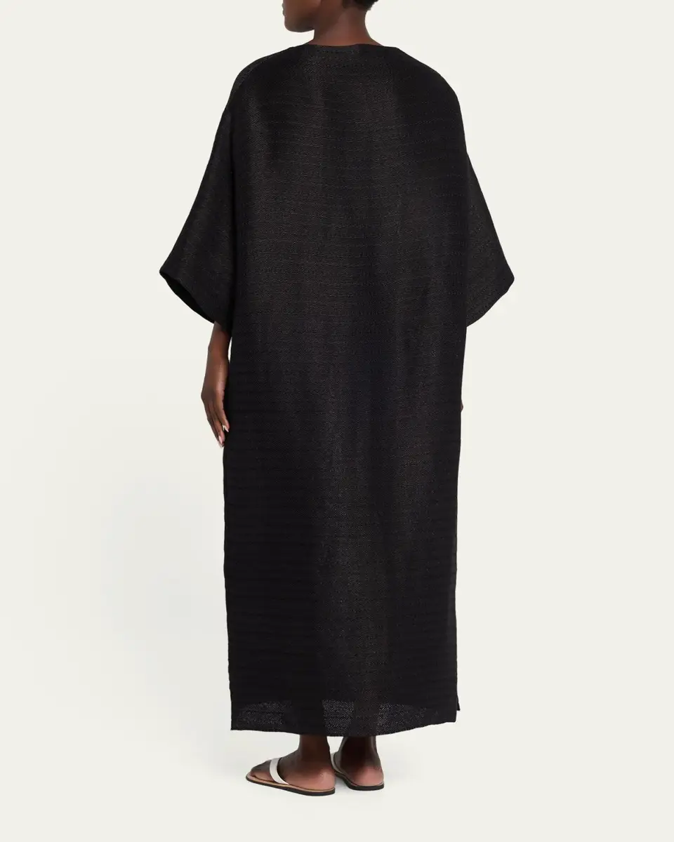 The Row Oraffa 3/4-Sleeve Silk-Linen Maxi Dress | Thumbnail 3 The Row Oraffa 3/4-Sleeve Silk-Linen Maxi Dress | Thumbnail 3
