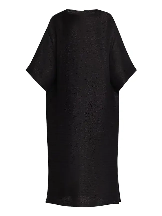 Oraffa 3/4-Sleeve Silk-Linen Maxi Dress