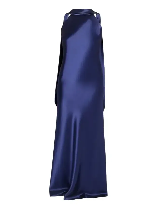 Crepe Satin Sleeveless Halter Gown Crepe Satin Sleeveless Halter Gown