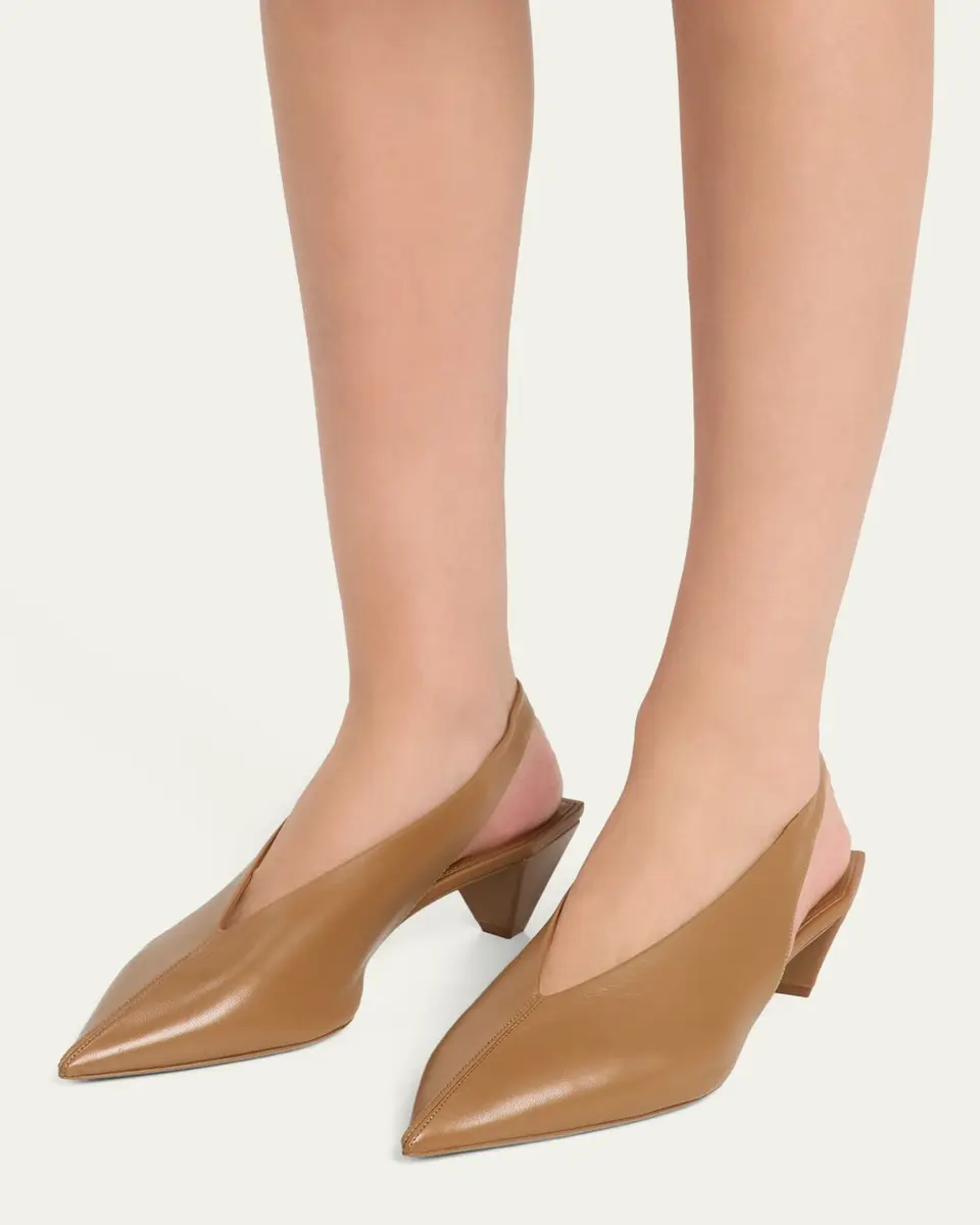 Loewe 45mm Origami Cubic Leather Slingback Pumps | Thumbnail 2