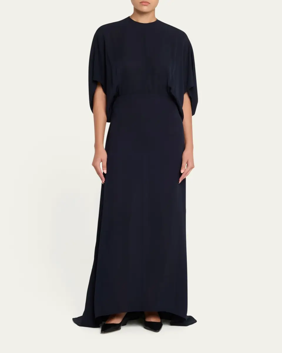 The Row Koralie Silk Chiffon Capelet Maxi Dress | Thumbnail 2 The Row Koralie Silk Chiffon Capelet Maxi Dress | Thumbnail 2