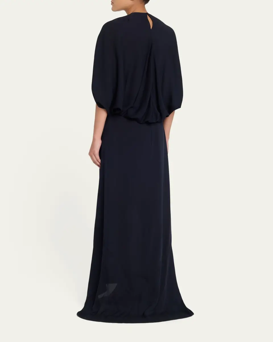 The Row Koralie Silk Chiffon Capelet Maxi Dress | Thumbnail 3 The Row Koralie Silk Chiffon Capelet Maxi Dress | Thumbnail 3