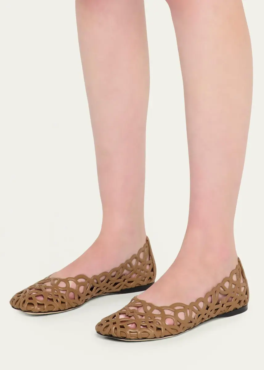 Loewe Petal Anagram Leather Ballerina Flats | Thumbnail 2