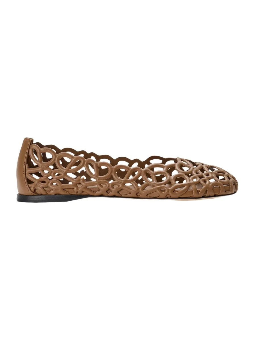 Loewe Petal Anagram Leather Ballerina Flats