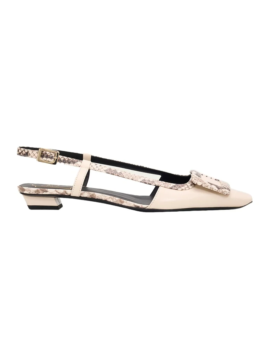 Snakeskin-Embossed Trim Leather Slingback Pumps Snakeskin-Embossed Trim Leather Slingback Pumps