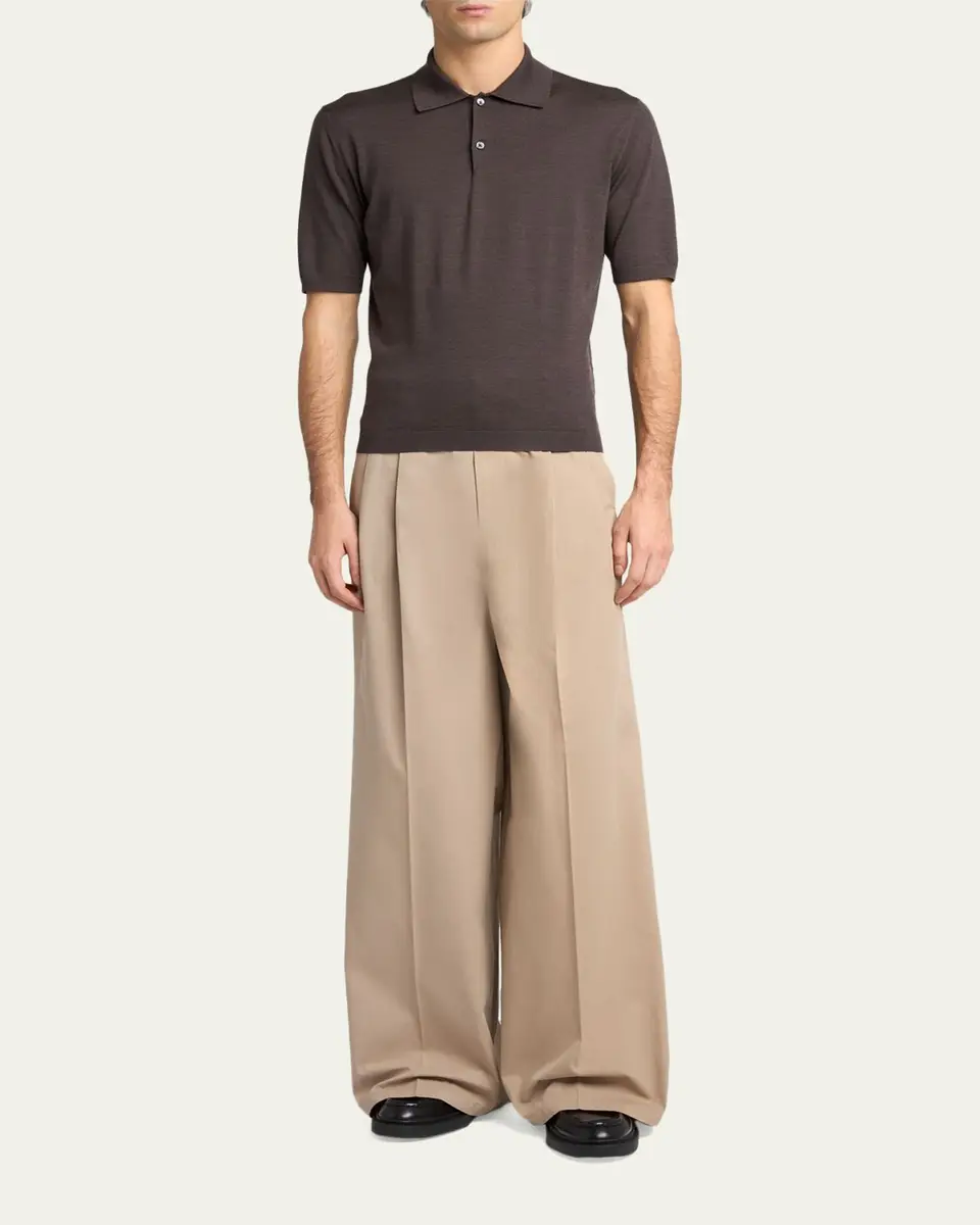 Jil Sander Men's Lightweight Wool Polo T-Shirt | Thumbnail 2 Jil Sander Men's Lightweight Wool Polo T-Shirt | Thumbnail 2