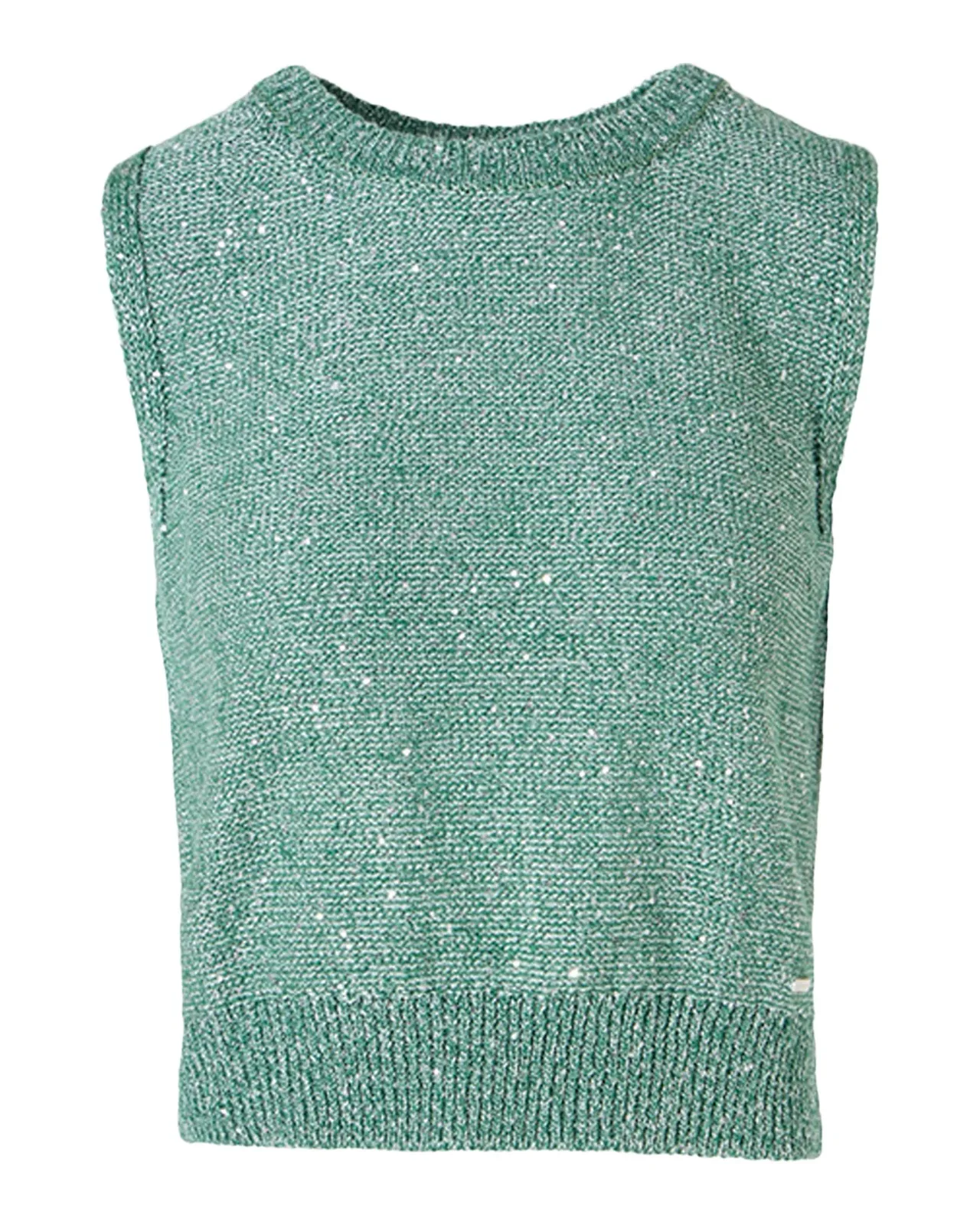 Linen-Cotton Micro Sequin Sleeveless Knit Top Linen-Cotton Micro Sequin Sleeveless Knit Top