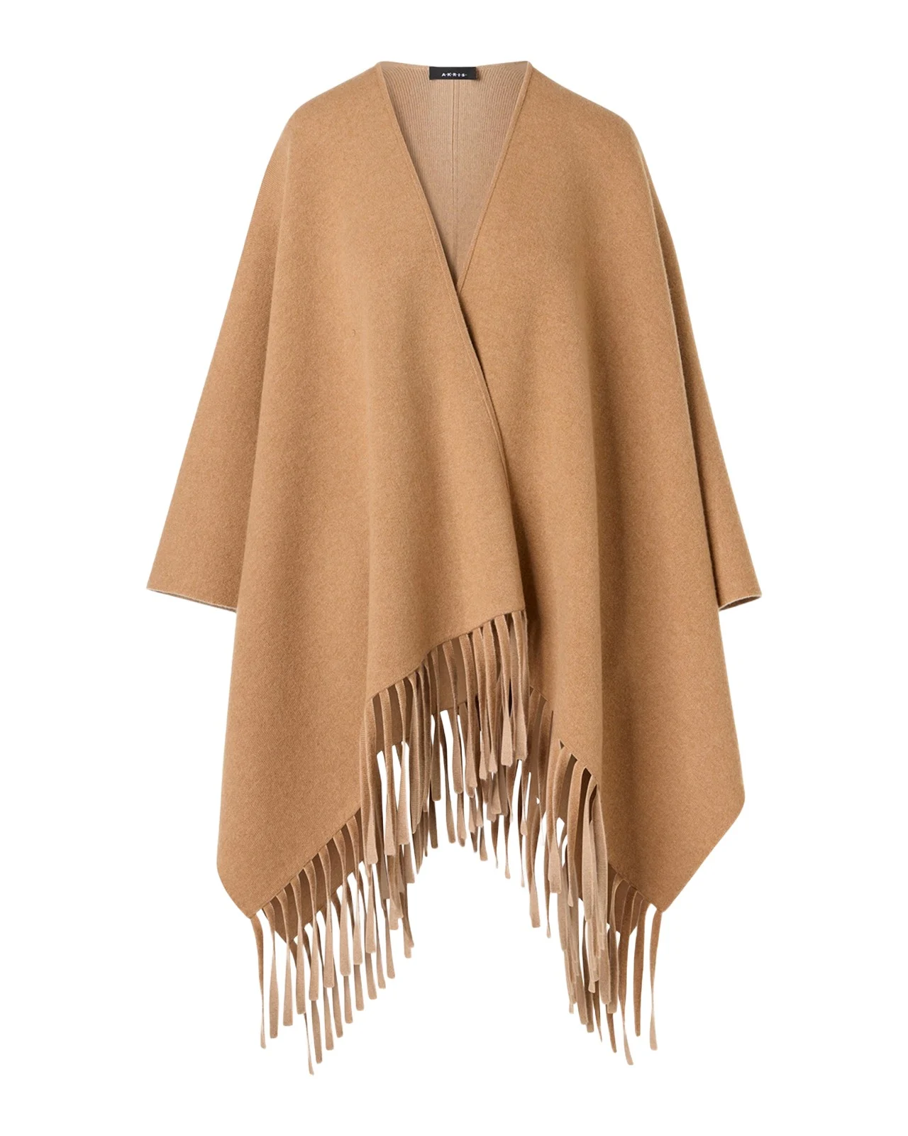 Cashmere Fringed Reversible Knit Cape Cashmere Fringed Reversible Knit Cape