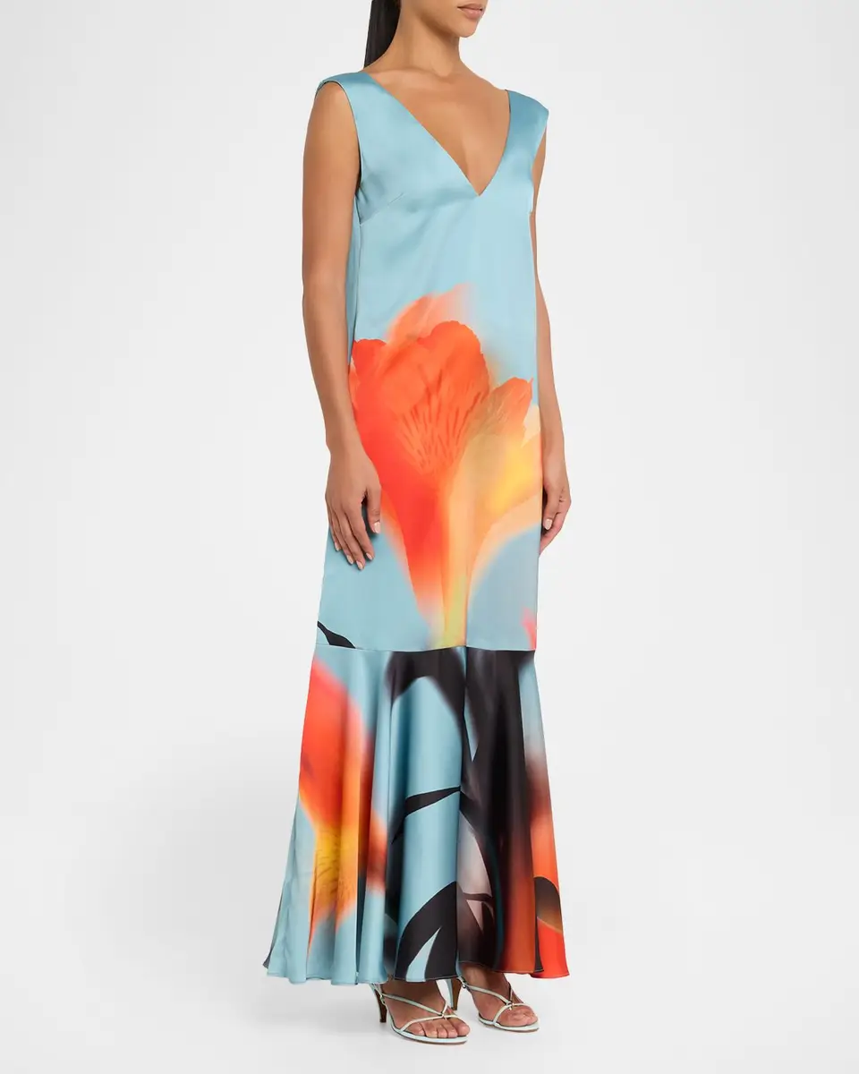 Misa Los Angeles Isah Floral Satin Maxi Dress | Thumbnail 4 Misa Los Angeles Isah Floral Satin Maxi Dress | Thumbnail 4