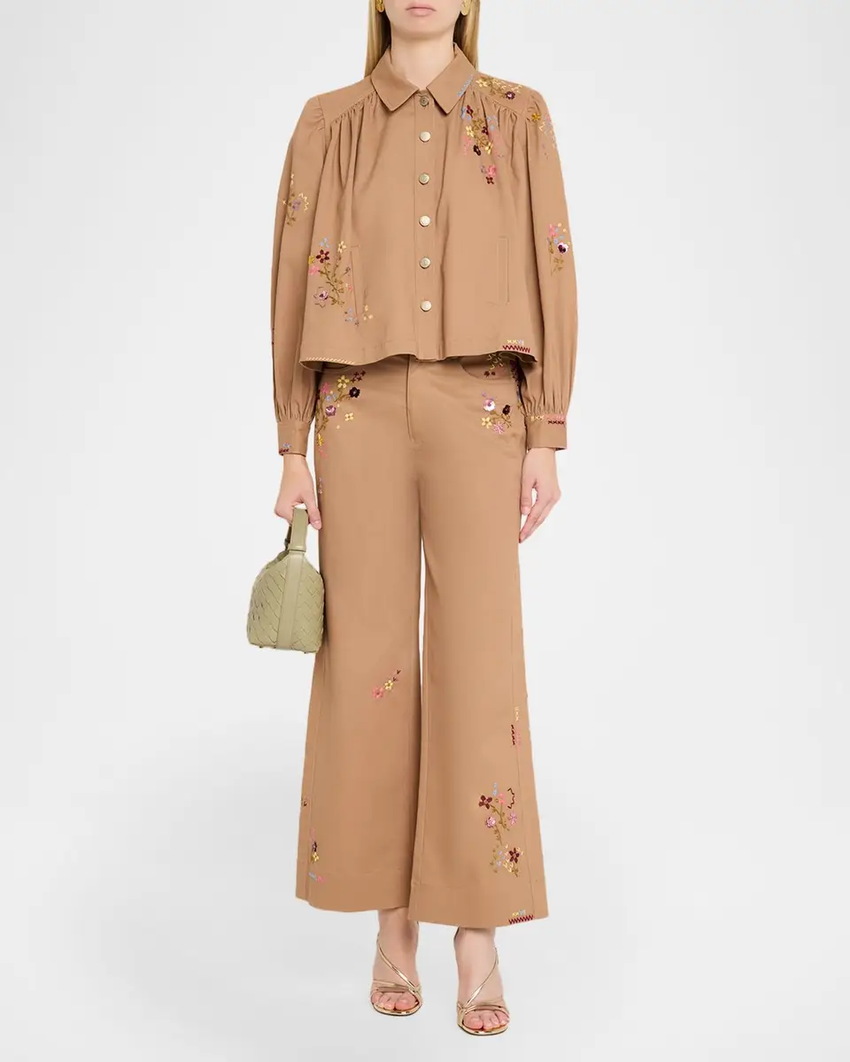 Cinq à Sept Flared Wildflower Embroidered Pants | Thumbnail 2