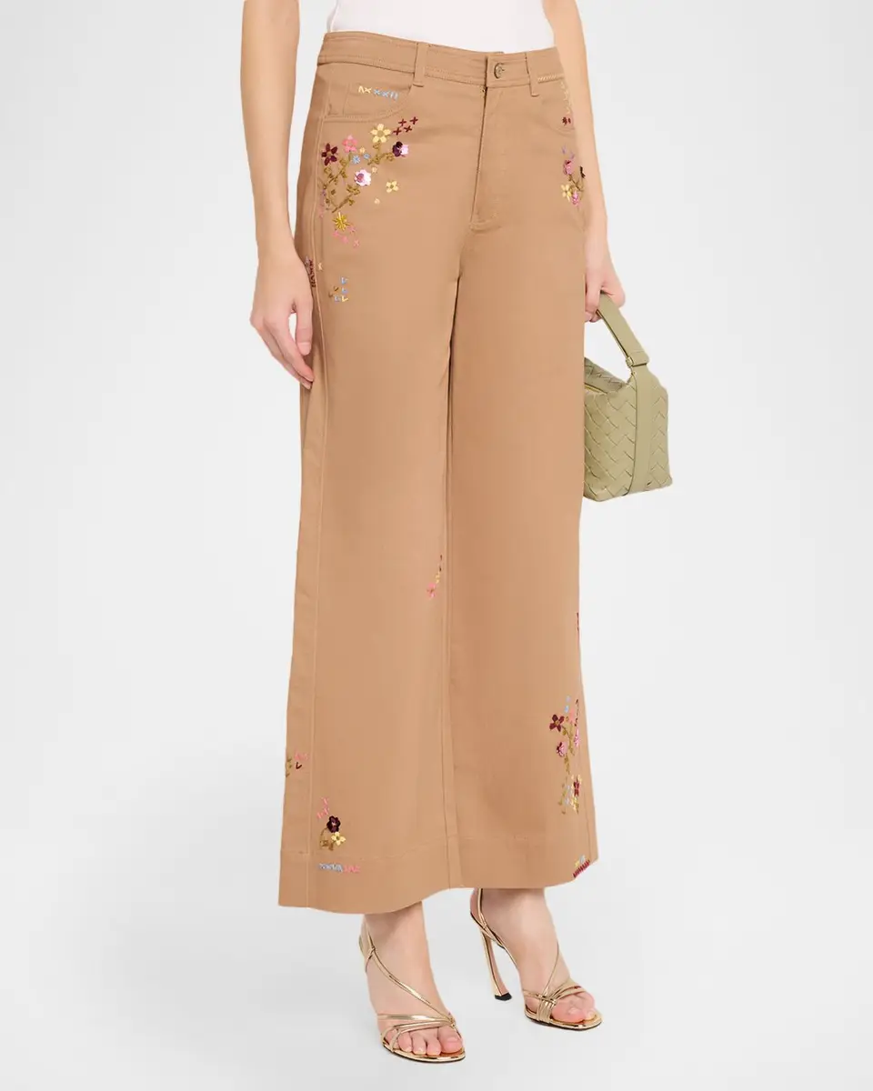 Cinq à Sept Flared Wildflower Embroidered Pants | Thumbnail 4