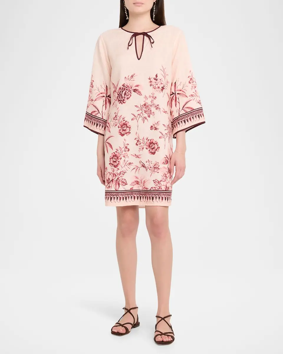 Johnny Was Floral-Print Linen Shift Dress | Thumbnail 2 Johnny Was Floral-Print Linen Shift Dress | Thumbnail 2