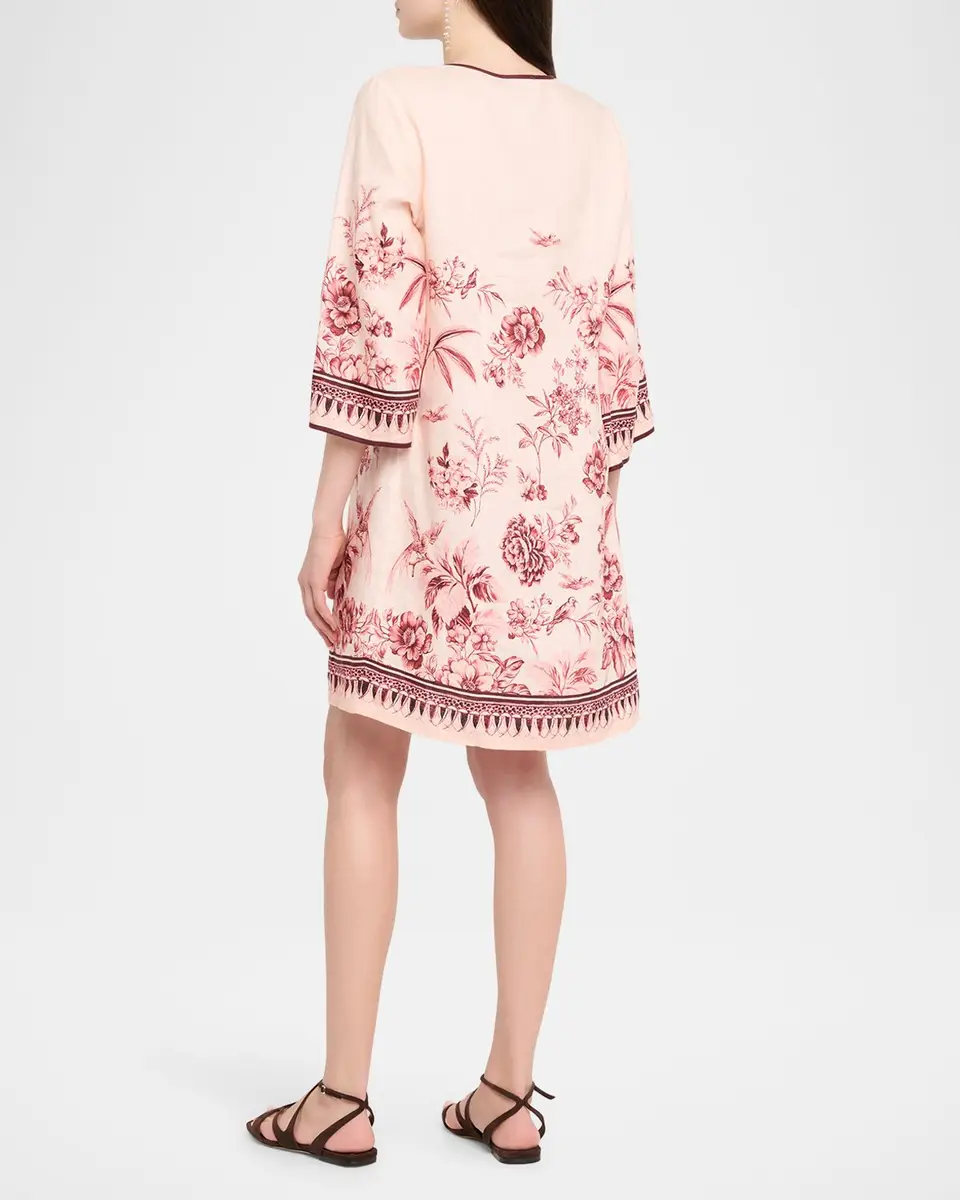 Johnny Was Floral-Print Linen Shift Dress | Thumbnail 3 Johnny Was Floral-Print Linen Shift Dress | Thumbnail 3