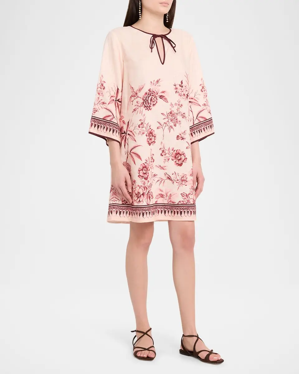 Johnny Was Floral-Print Linen Shift Dress | Thumbnail 4 Johnny Was Floral-Print Linen Shift Dress | Thumbnail 4