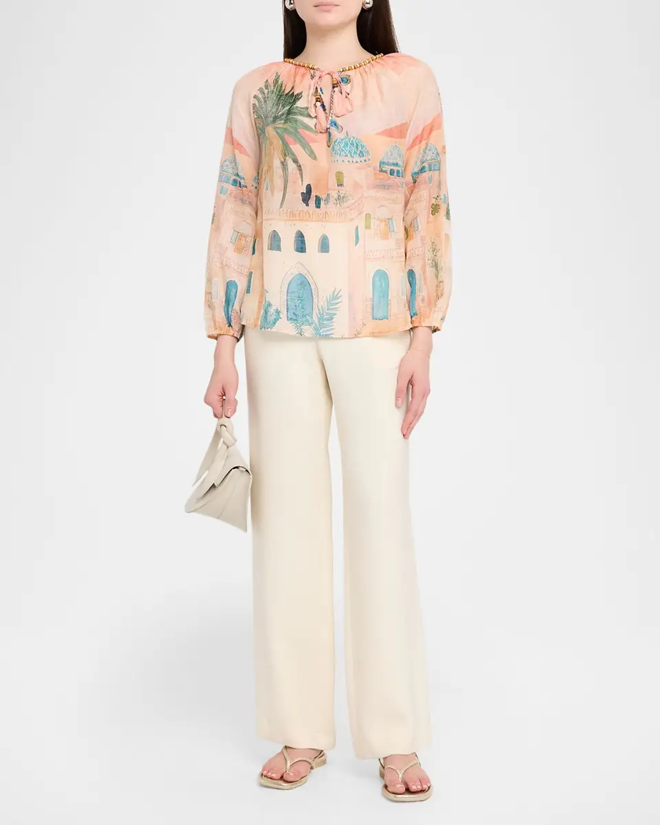 Johnny Was Loubellah Beaded Cotton-Silk Blouse | Thumbnail 2 Johnny Was Loubellah Beaded Cotton-Silk Blouse | Thumbnail 2