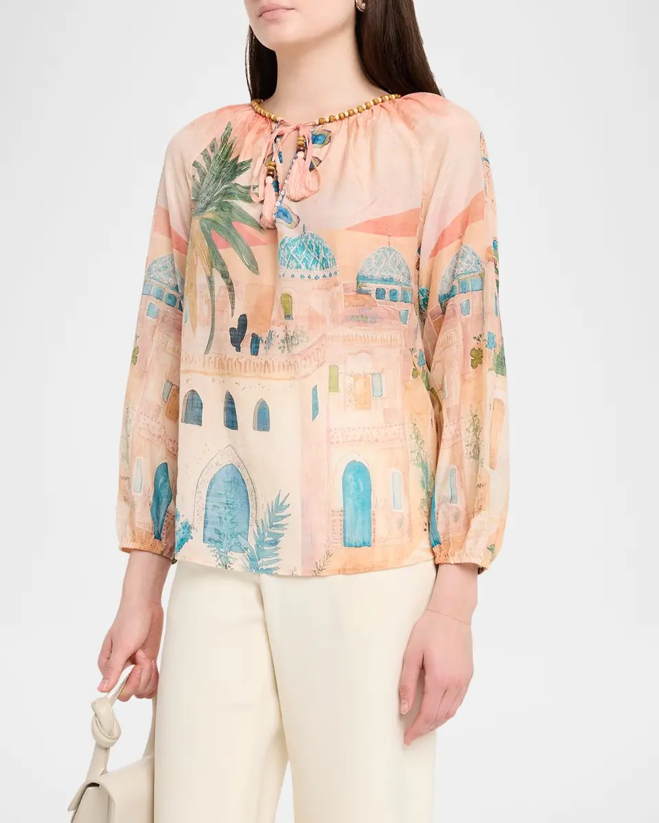 Johnny Was Loubellah Beaded Cotton-Silk Blouse | Thumbnail 4 Johnny Was Loubellah Beaded Cotton-Silk Blouse | Thumbnail 4