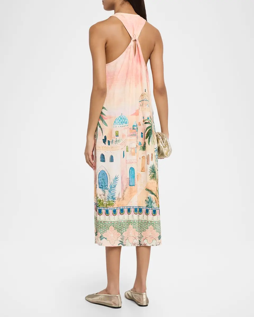 Johnny Was Mayci Sleeveless Plunging Halter Midi Dress | Thumbnail 3 Johnny Was Mayci Sleeveless Plunging Halter Midi Dress | Thumbnail 3