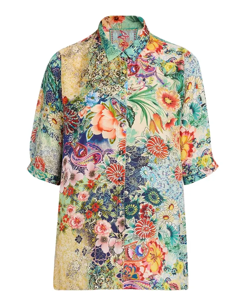 Johnny Was Filaree Floral-Print Silk Blouse | Image 1 Johnny Was Filaree Floral-Print Silk Blouse | Image 1