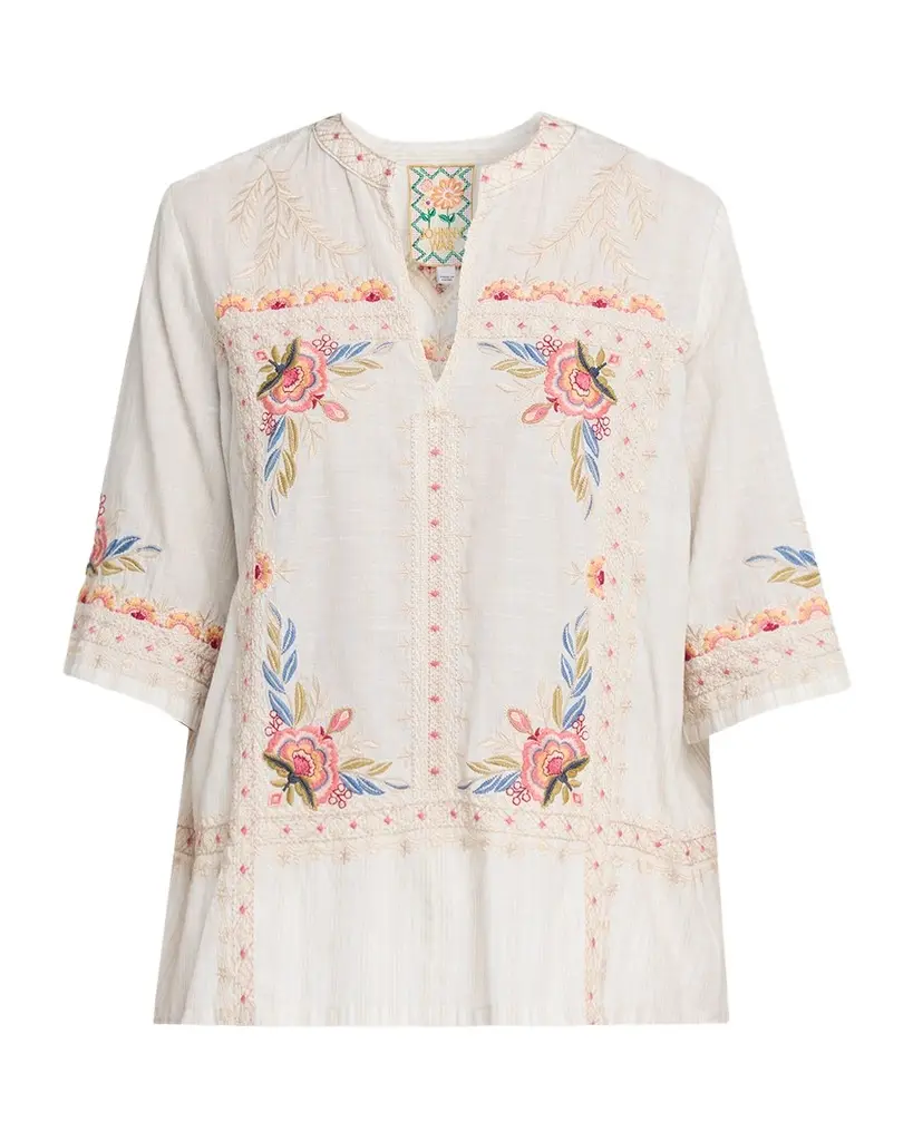 Johnny Was Embroidered V-Neck Easy Top | Image 1 Johnny Was Embroidered V-Neck Easy Top | Image 1