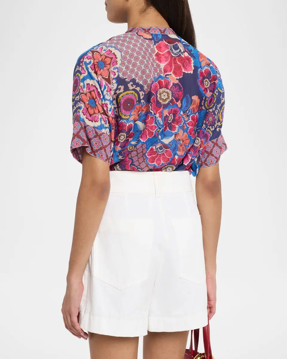 Johnny Was Shiro Floral Cotton-Silk Blouse | Thumbnail 3 Johnny Was Shiro Floral Cotton-Silk Blouse | Thumbnail 3