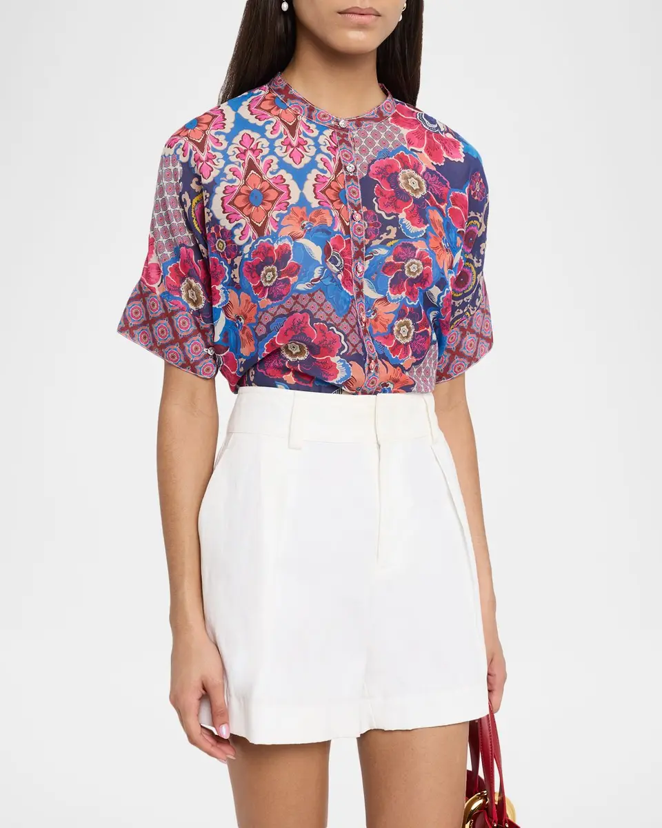 Johnny Was Shiro Floral Cotton-Silk Blouse | Thumbnail 4 Johnny Was Shiro Floral Cotton-Silk Blouse | Thumbnail 4