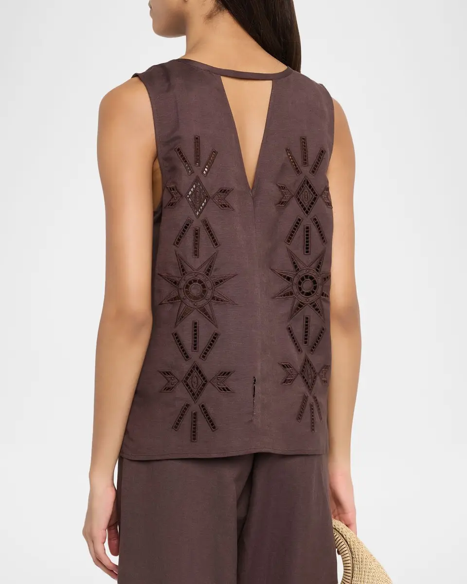 Johnny Was Talsi Sleeveless Eyelet-Embroidered Blouse | Thumbnail 3 Johnny Was Talsi Sleeveless Eyelet-Embroidered Blouse | Thumbnail 3