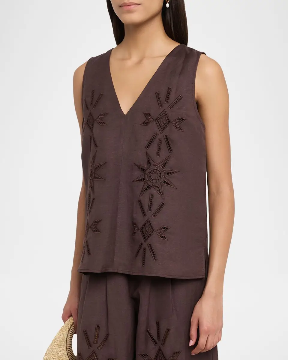 Johnny Was Talsi Sleeveless Eyelet-Embroidered Blouse | Thumbnail 4 Johnny Was Talsi Sleeveless Eyelet-Embroidered Blouse | Thumbnail 4