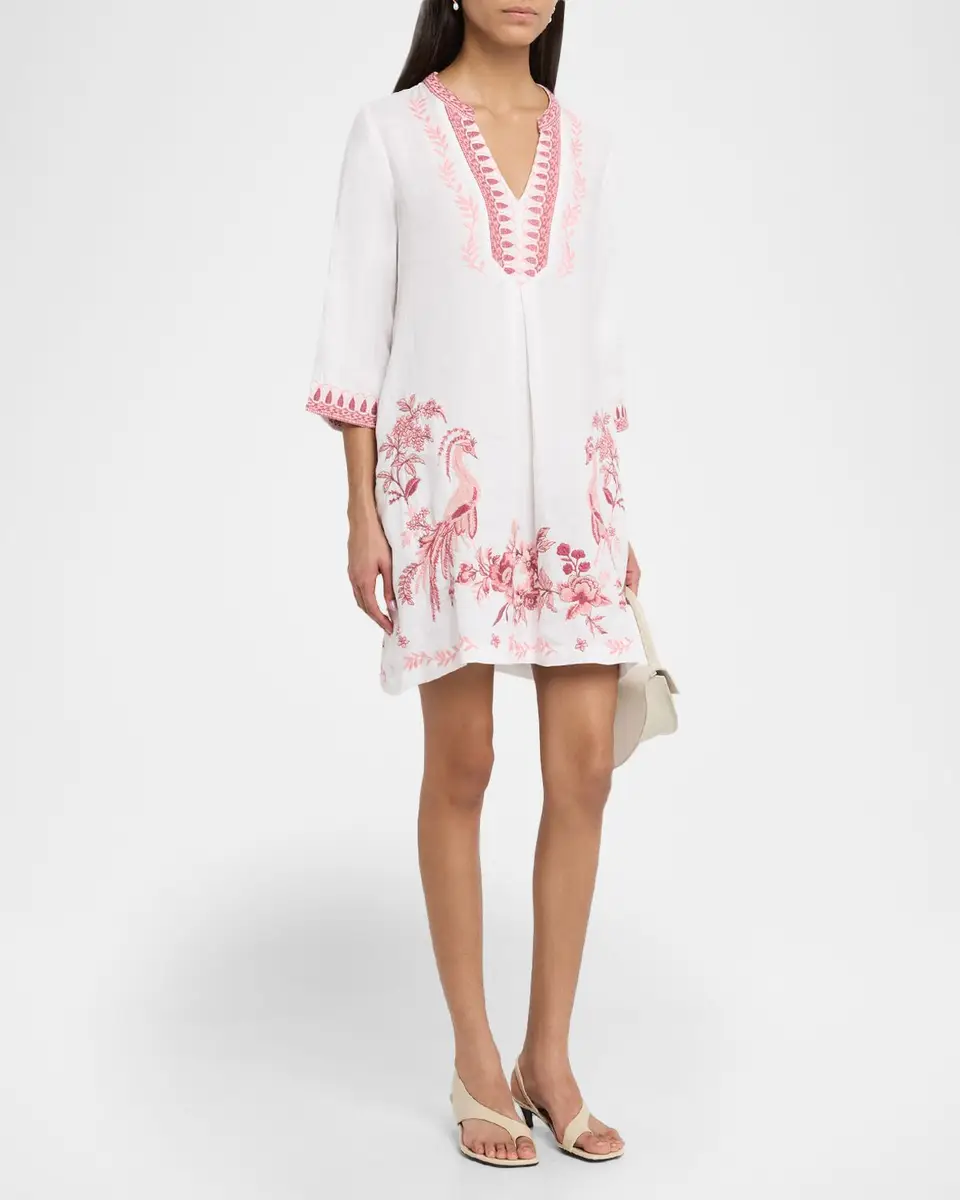 Johnny Was Embroidered Linen Mini Shift Dress | Thumbnail 4 Johnny Was Embroidered Linen Mini Shift Dress | Thumbnail 4
