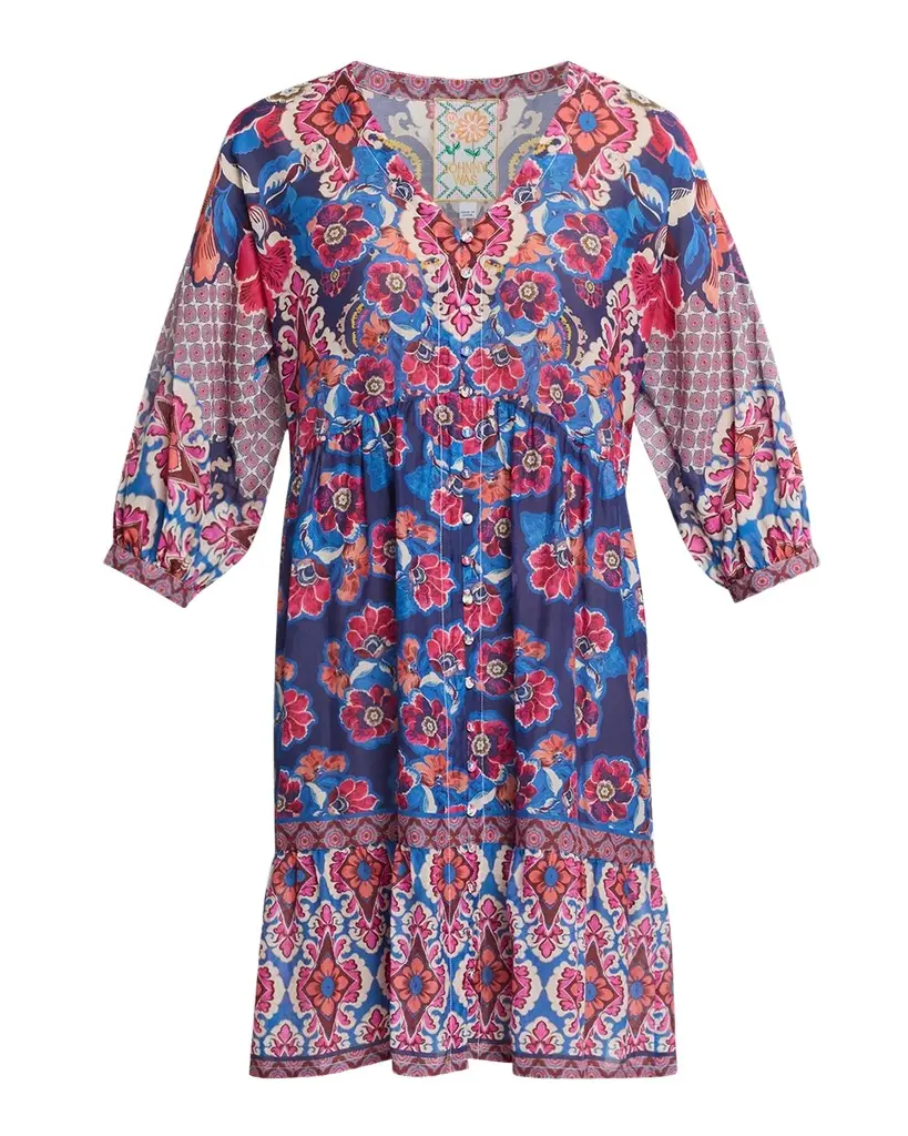 Bletilla Floral Cotton-Silk Mini Dress Bletilla Floral Cotton-Silk Mini Dress