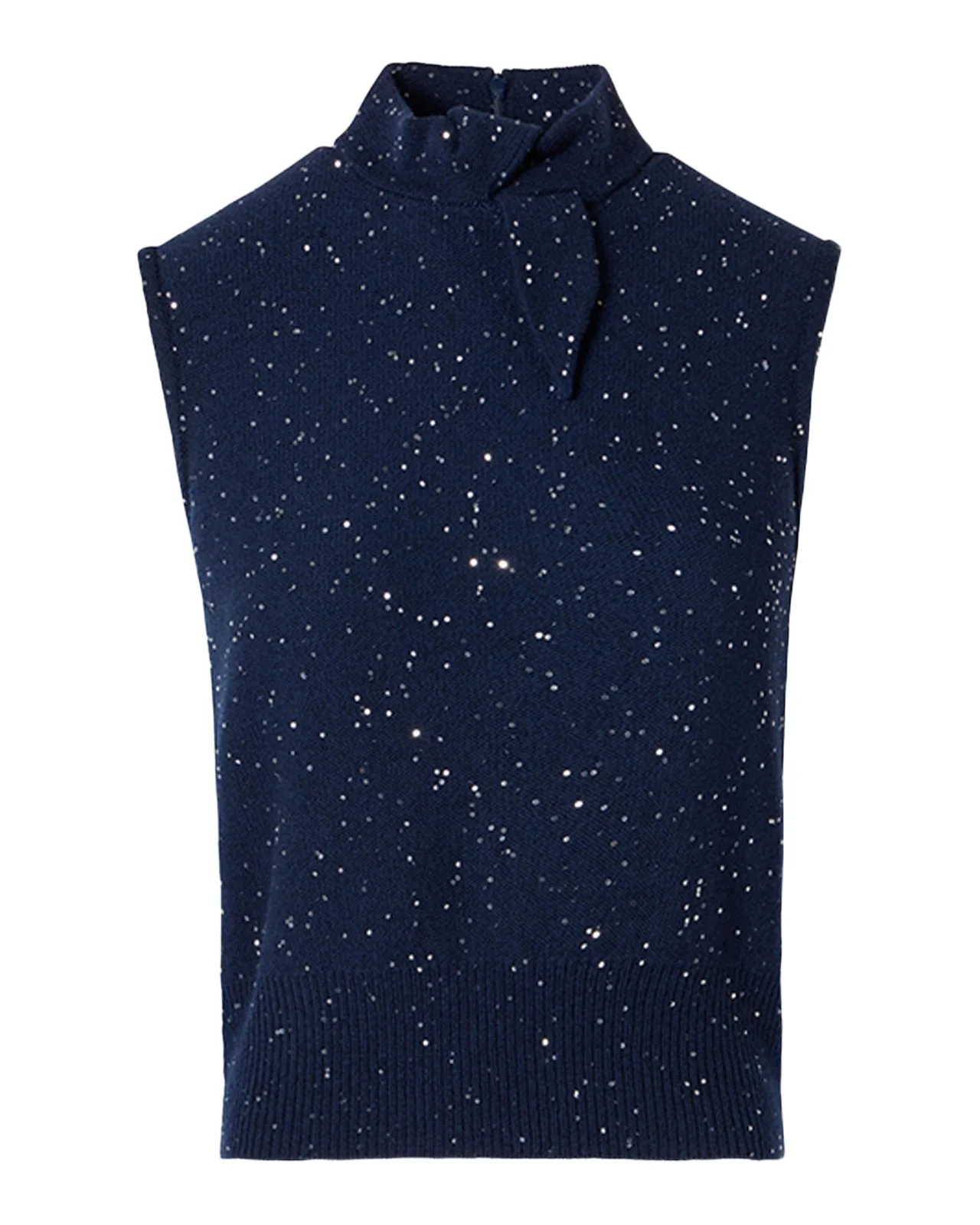 Sleeveless Sequin Wool-Cashmere Sweater