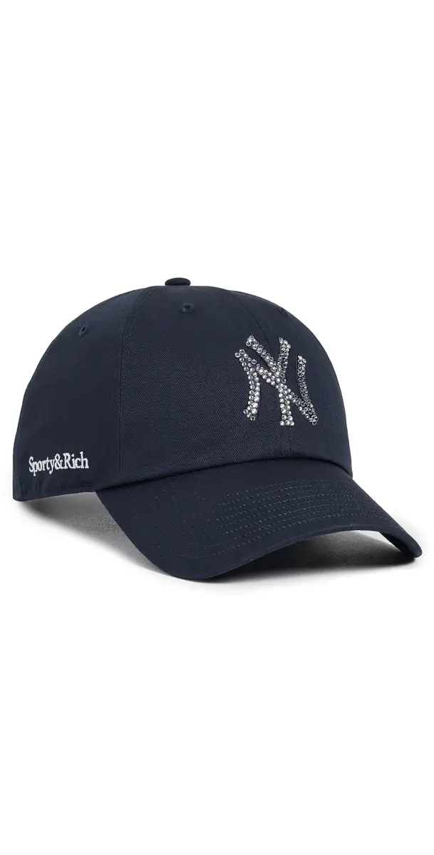 Sporty & Rich Yankees Krystal Cap Dark Navy/White One Size | Image 1 Sporty & Rich Yankees Krystal Cap Dark Navy/White One Size | Image 1