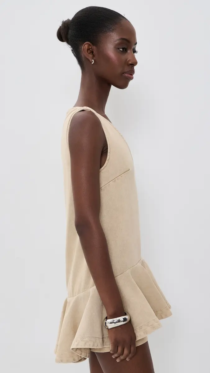 MARQUES ALMEIDA Marble Drill V Neck Peplum Dress | Thumbnail 4 MARQUES ALMEIDA Marble Drill V Neck Peplum Dress | Thumbnail 4
