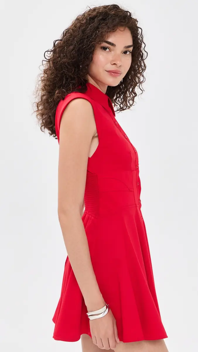 Alice + Olivia Kim Paneled Corset Flared Mini Shirt Dress | Thumbnail 4 Alice + Olivia Kim Paneled Corset Flared Mini Shirt Dress | Thumbnail 4
