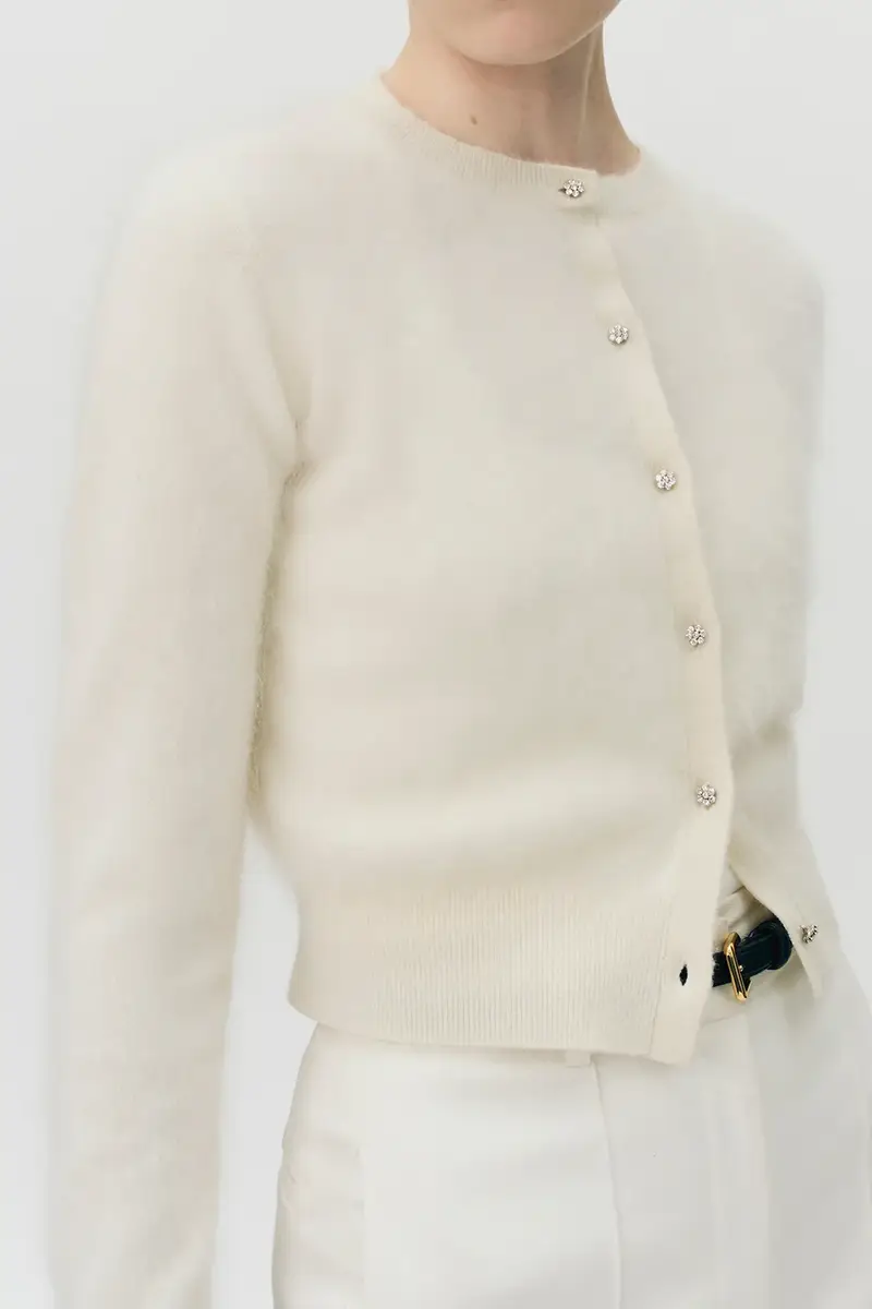 Adam Lippes Cruz Cardigan - White | Thumbnail 3 Adam Lippes Cruz Cardigan - White | Thumbnail 3
