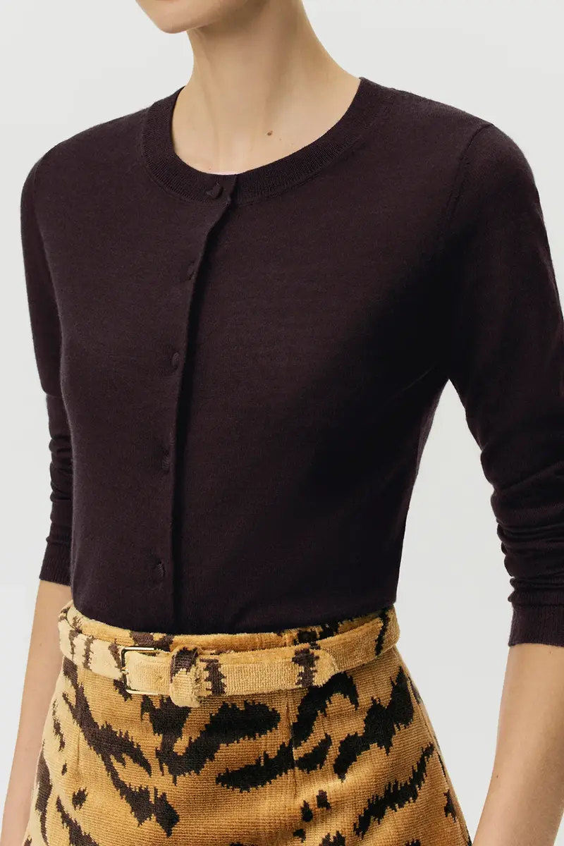 Adam Lippes Worth Cardigan - Espresso | Thumbnail 3