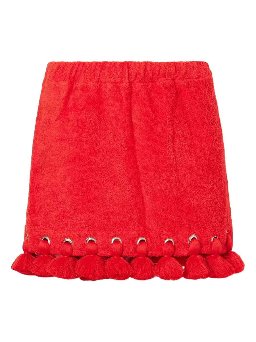 Cap d’Antibes Georgia Embellished Organic Cotton-terry Mini Skirt