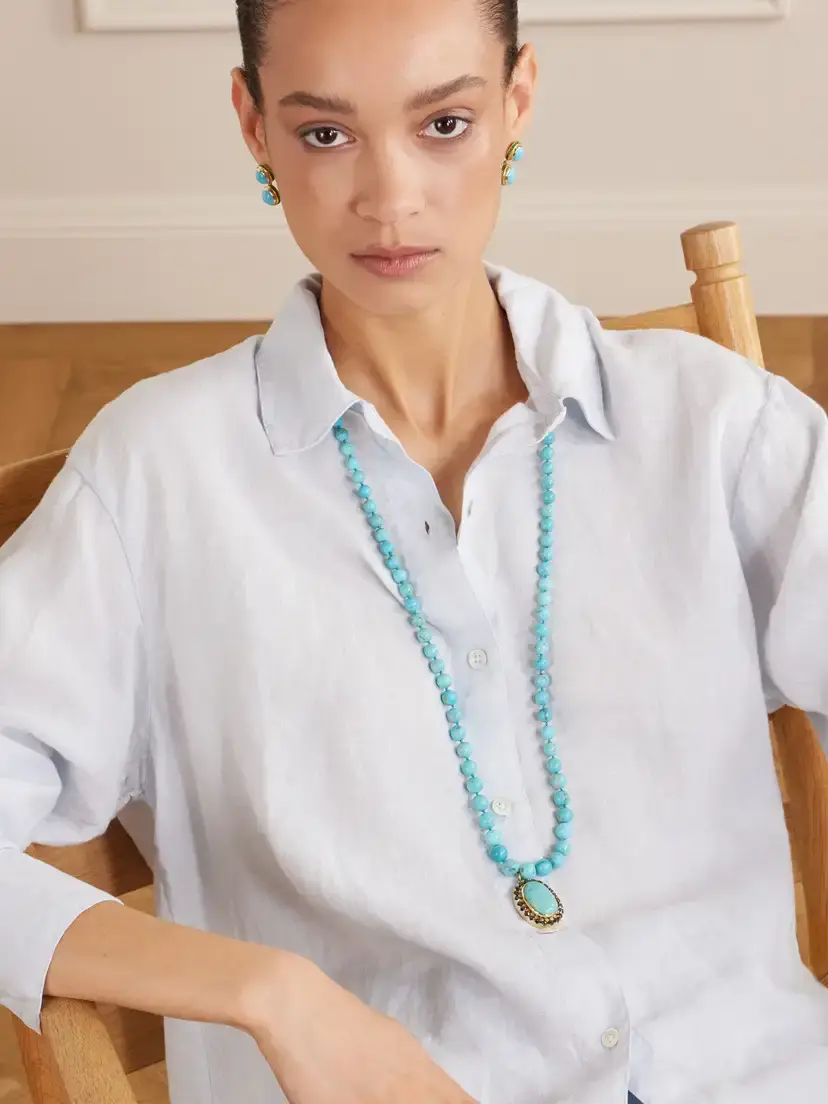Ileana Makri 18-karat Gold, Turquoise And Tsavorite Earrings | Thumbnail 4 Ileana Makri 18-karat Gold, Turquoise And Tsavorite Earrings | Thumbnail 4
