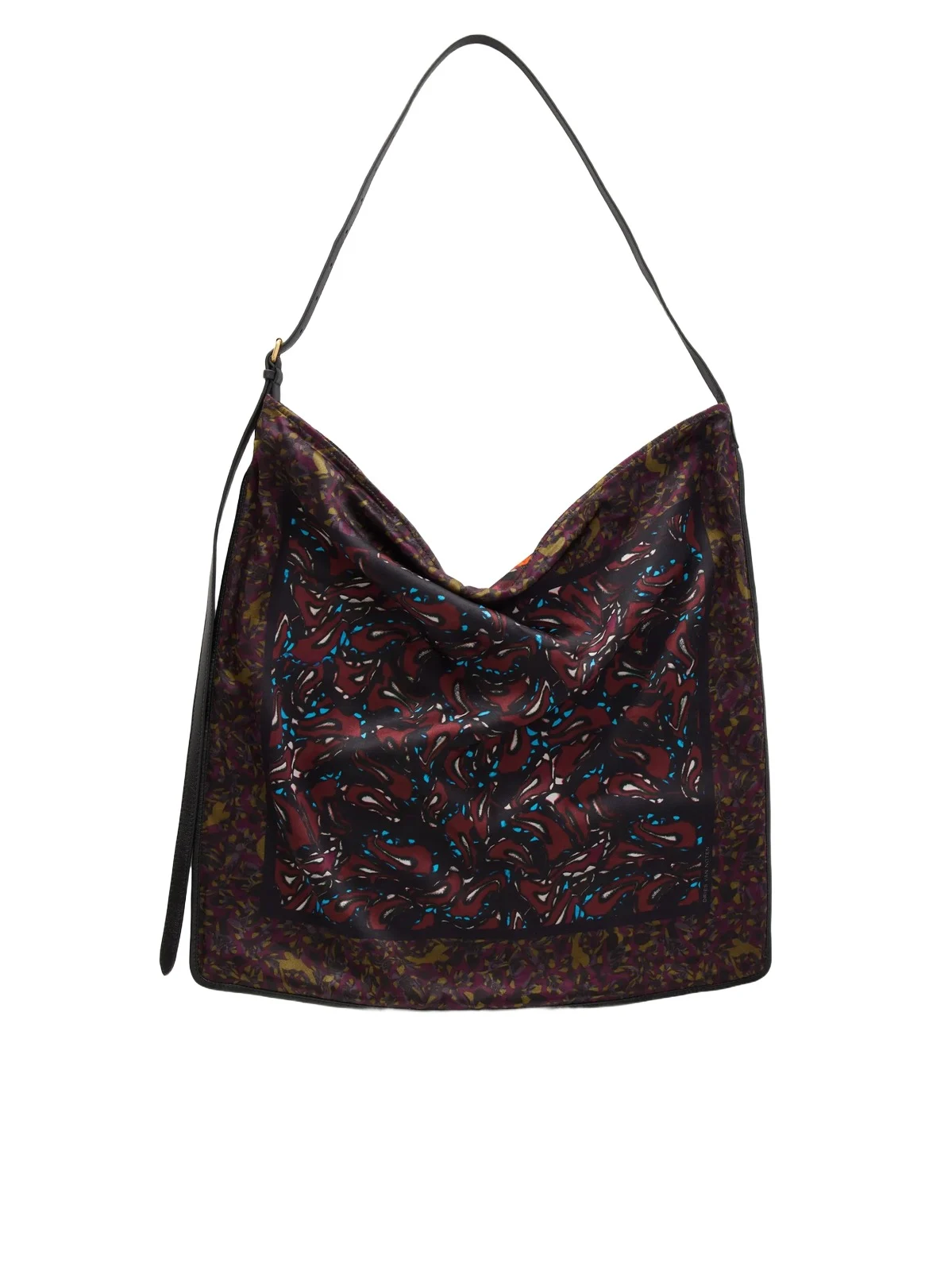Printed Extra-large Leather-trimmed Satin Shoulder Bag Printed Extra-large Leather-trimmed Satin Shoulder Bag