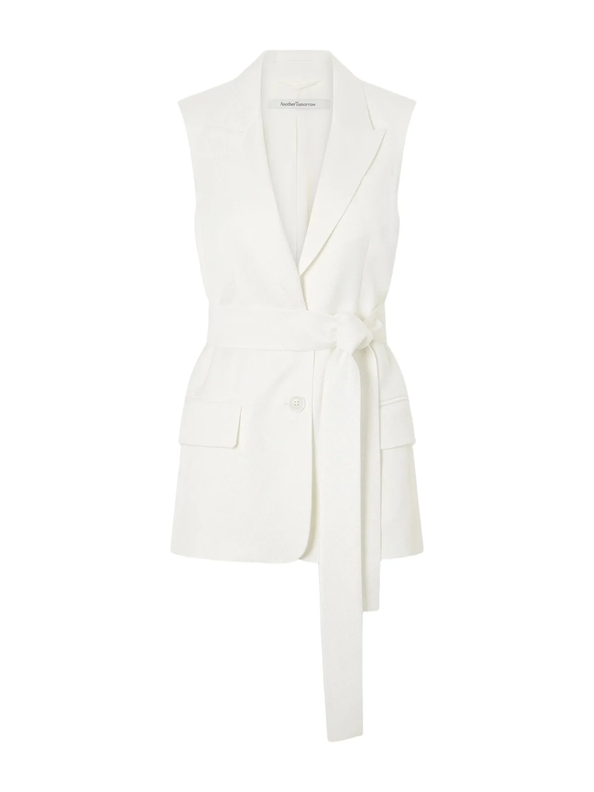 Another Tomorrow Belted Twill Vest