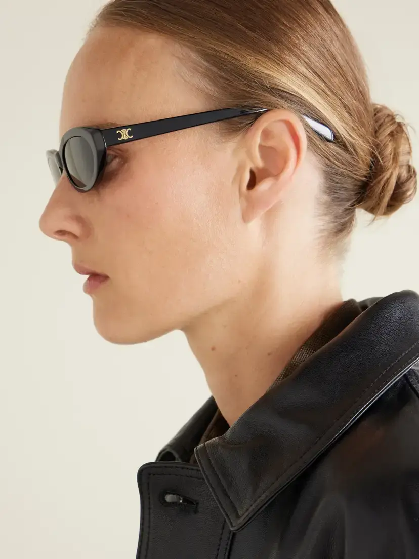 CELINE Eyewear Triomphe Mini Oval-frame Acetate Sunglasses | Thumbnail 5